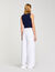 Topstitched wide-leg jeans