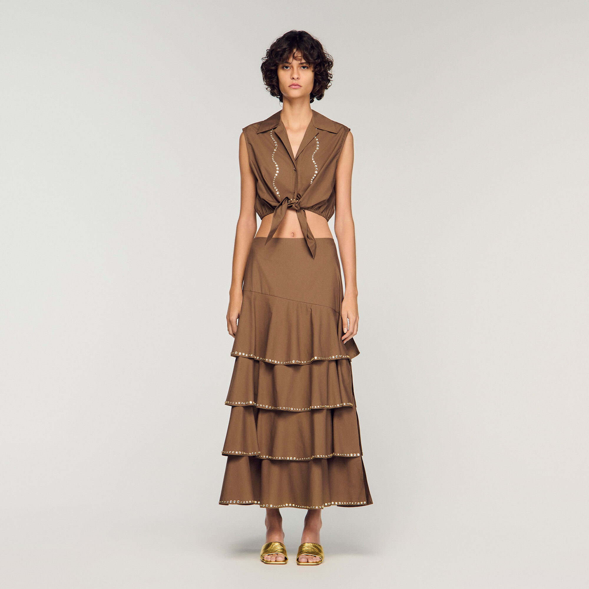 Rhinestone cropped shirt