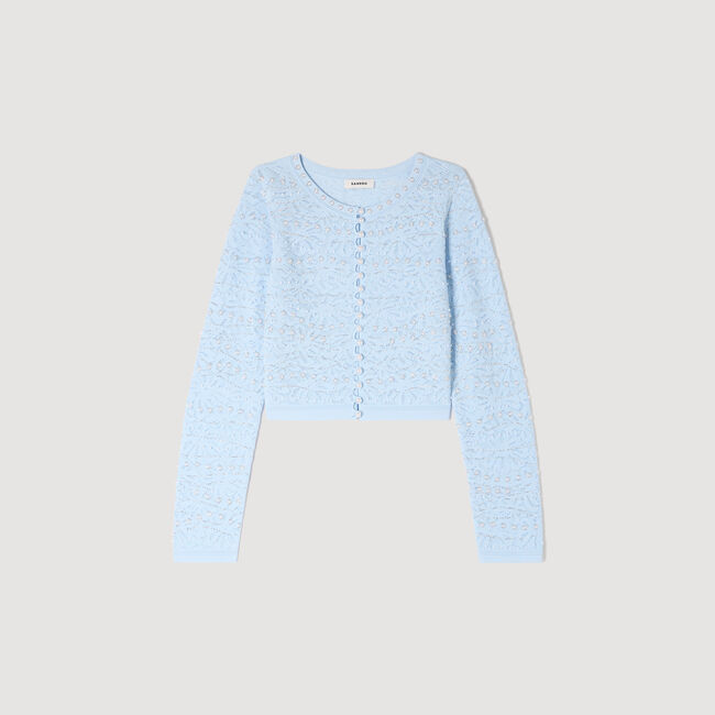 Cropped pearled cardigan