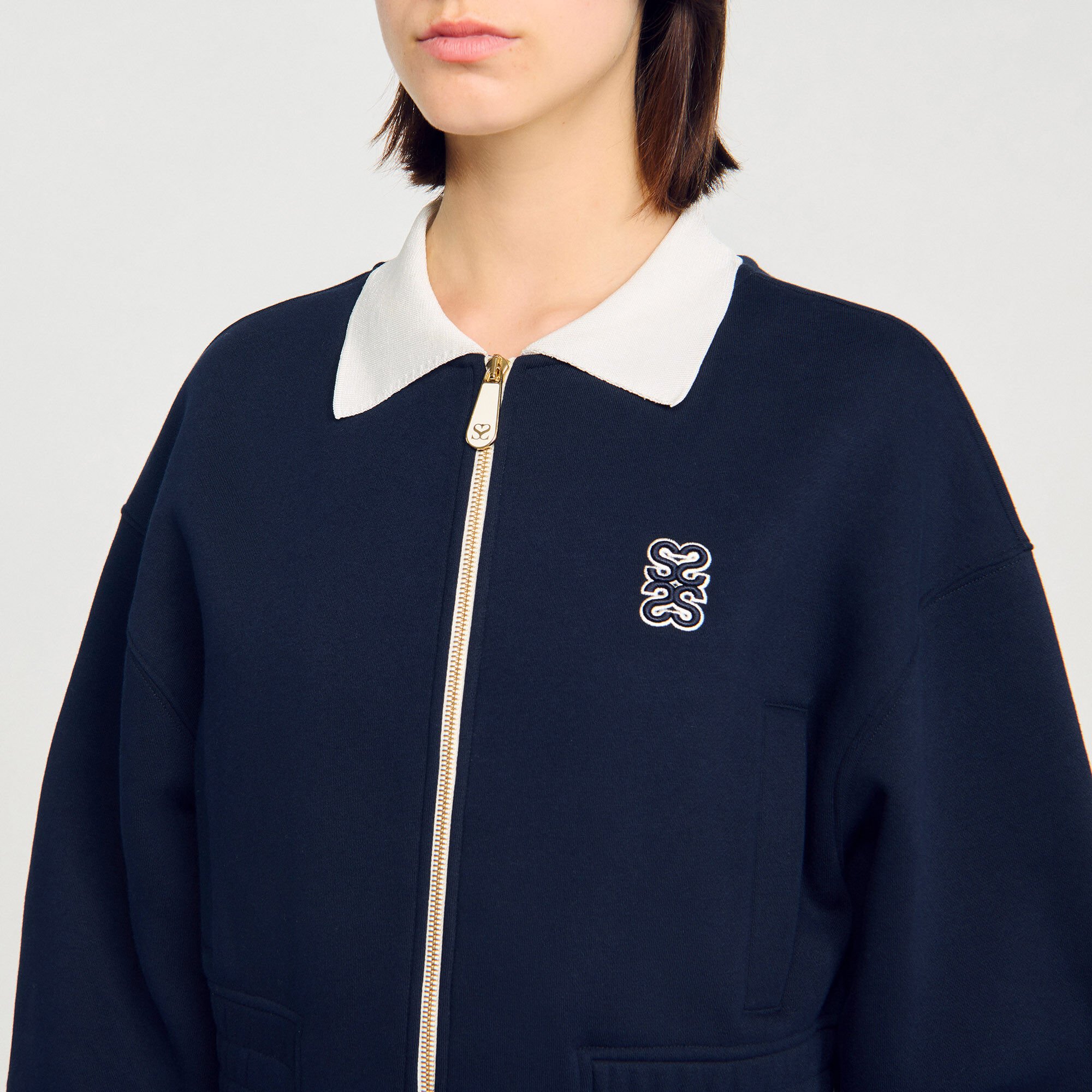 Cropped two-tone sweatshirt