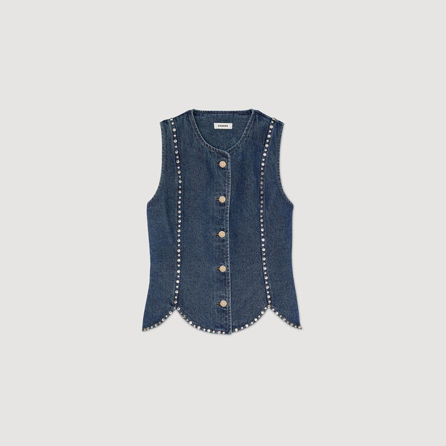 Rhinestone denim top