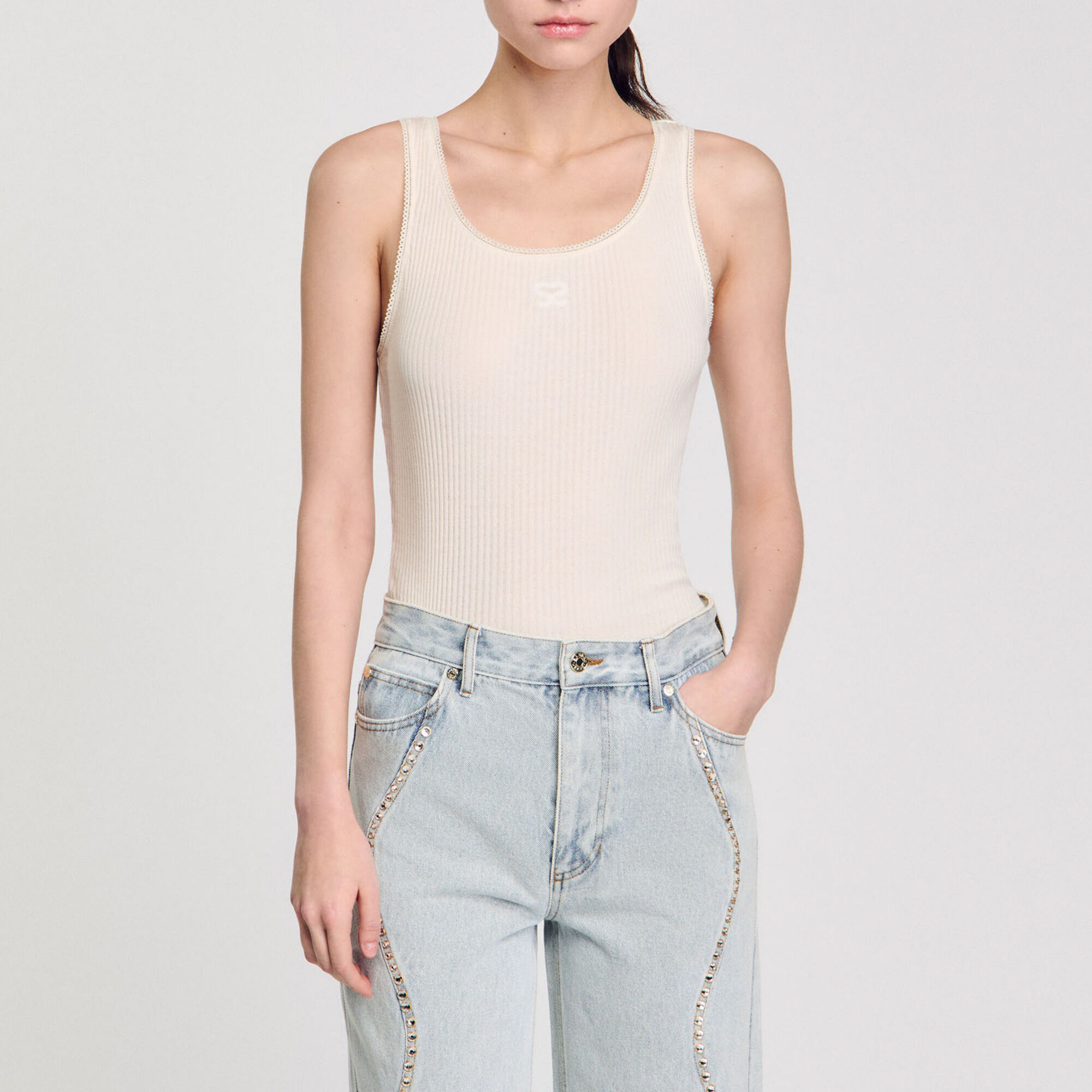 Rib knit vest top