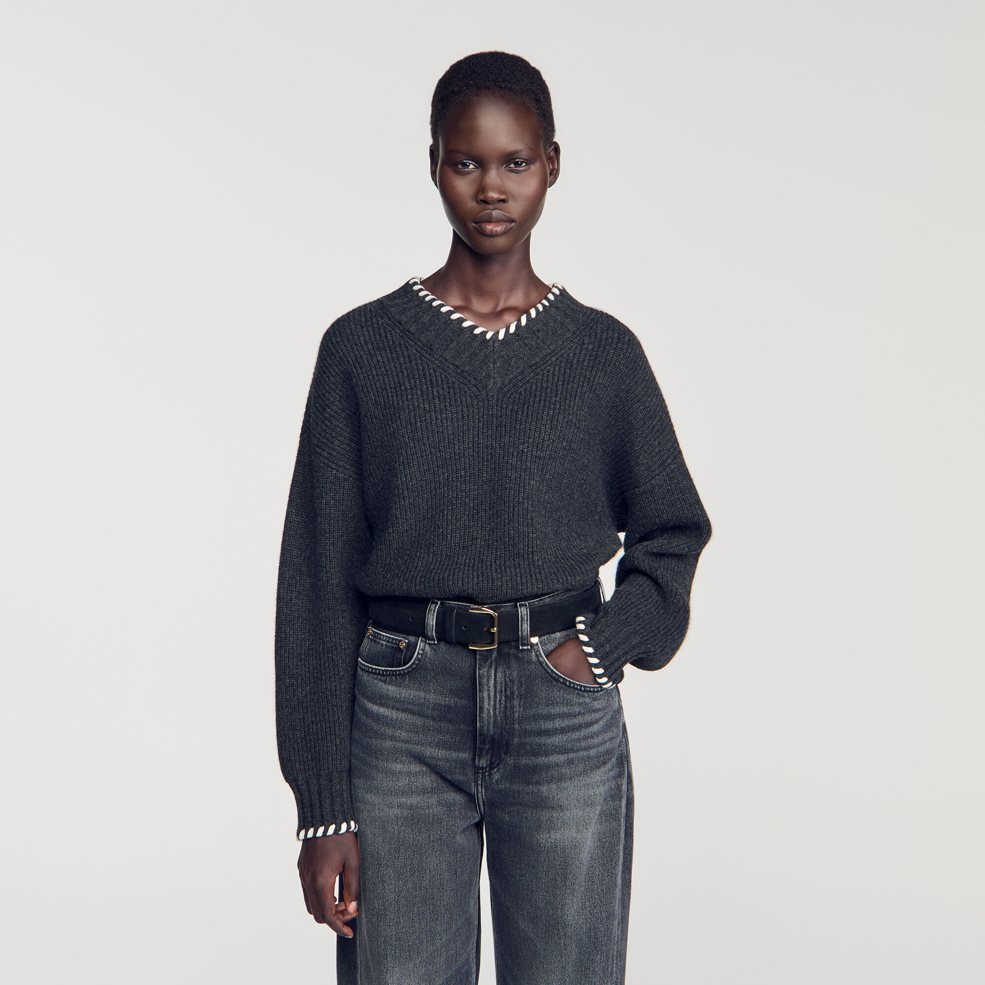 Braided V-neck jumper - Women | Sandro