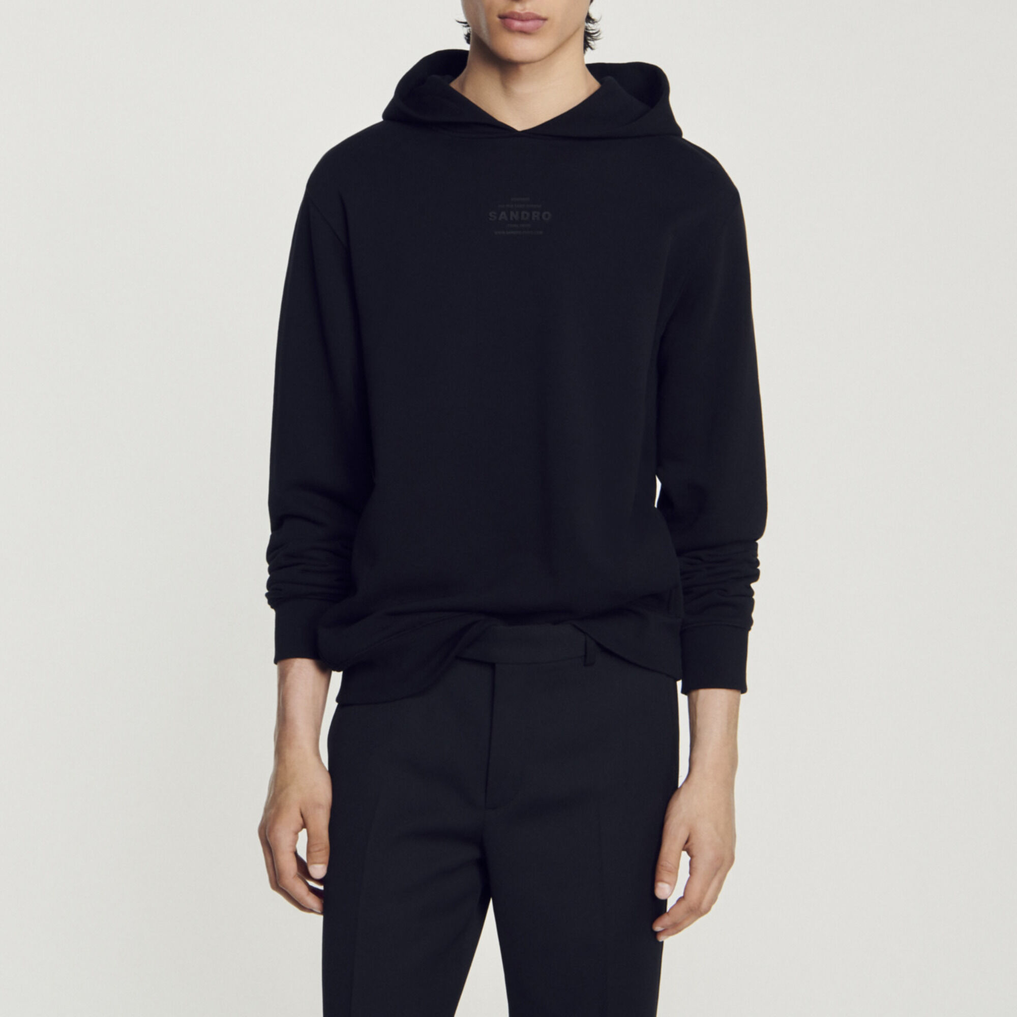 Hooded sweatshirt with rubber logo