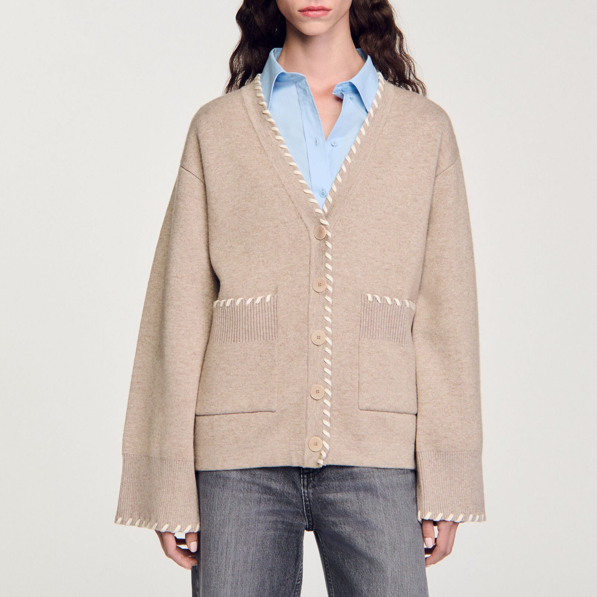 Cardigan with contrast trim