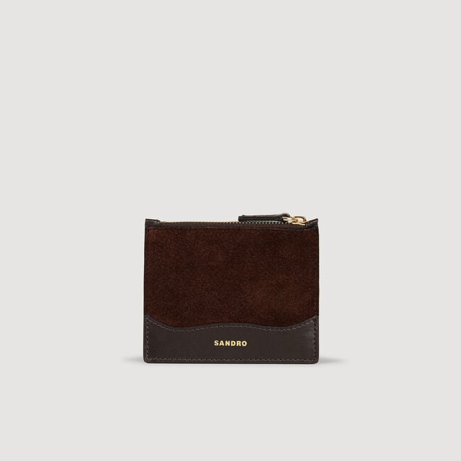 Leather and suede cardholder