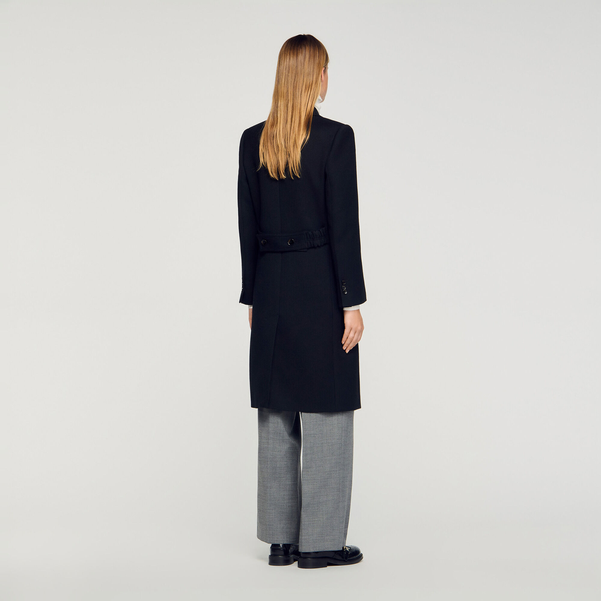 Long coat with satin lapels - Women | Sandro