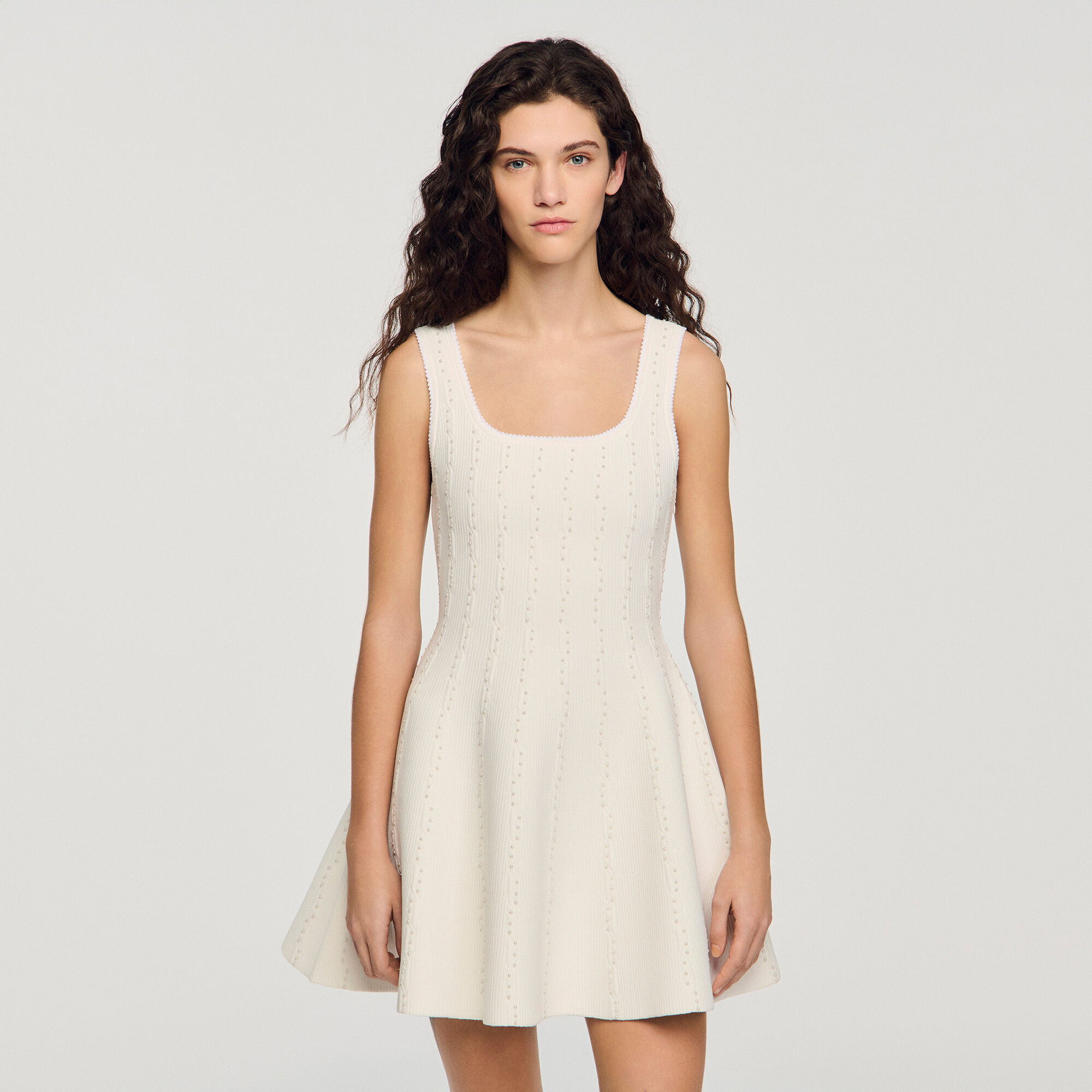 Beaded knit short dress