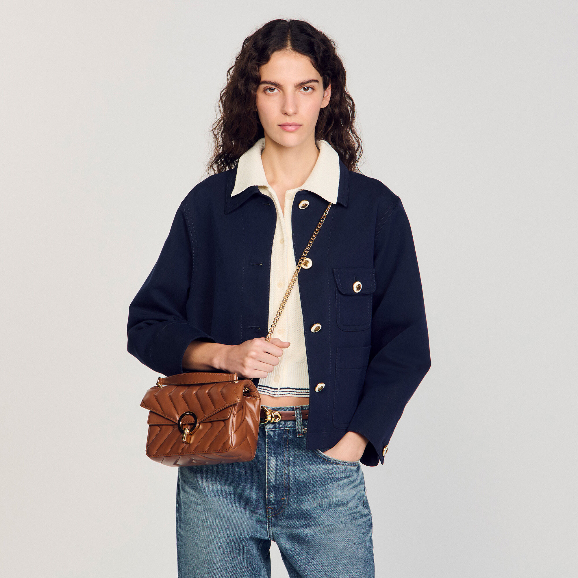 Yza small plain leather bag