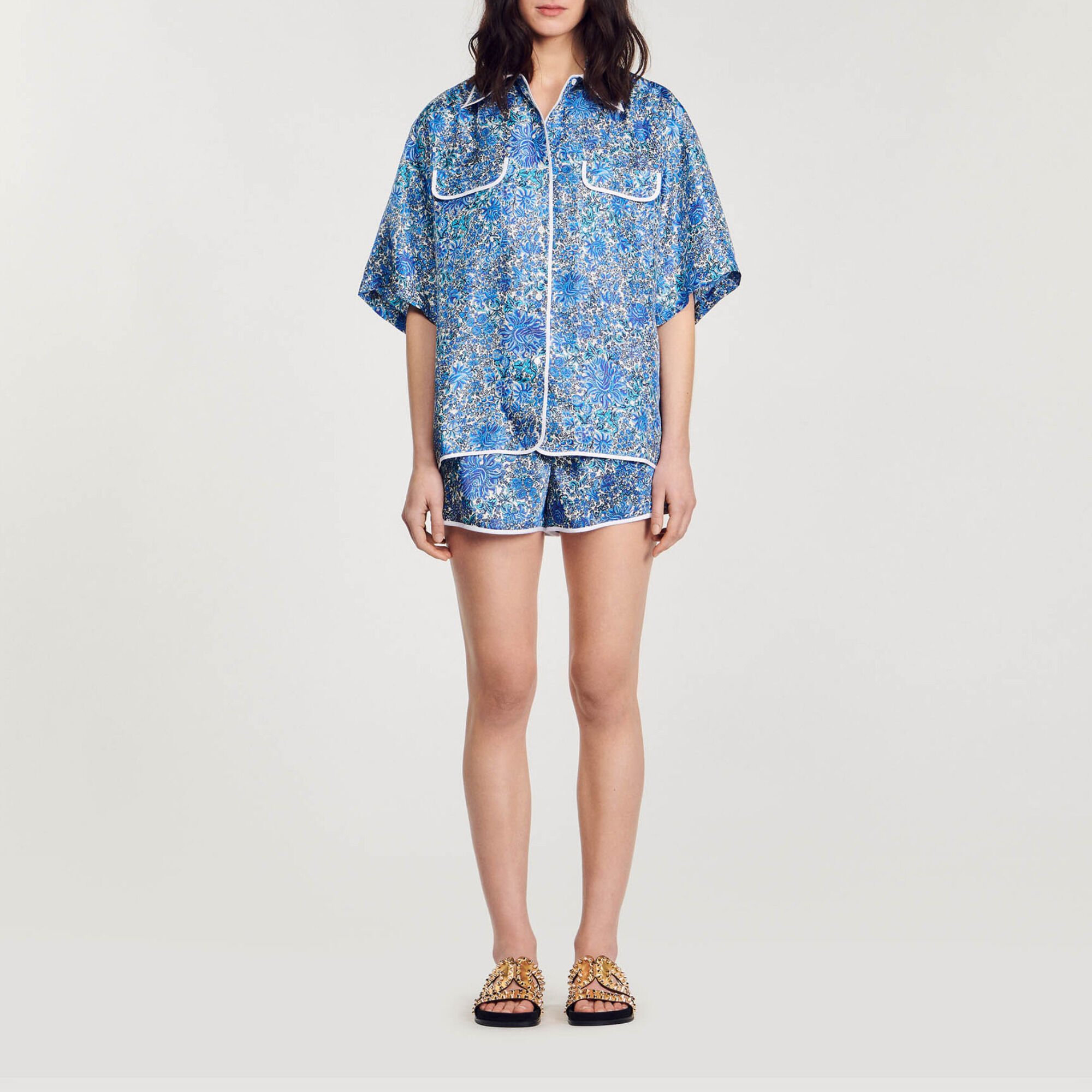 Oversize floral silk shirt