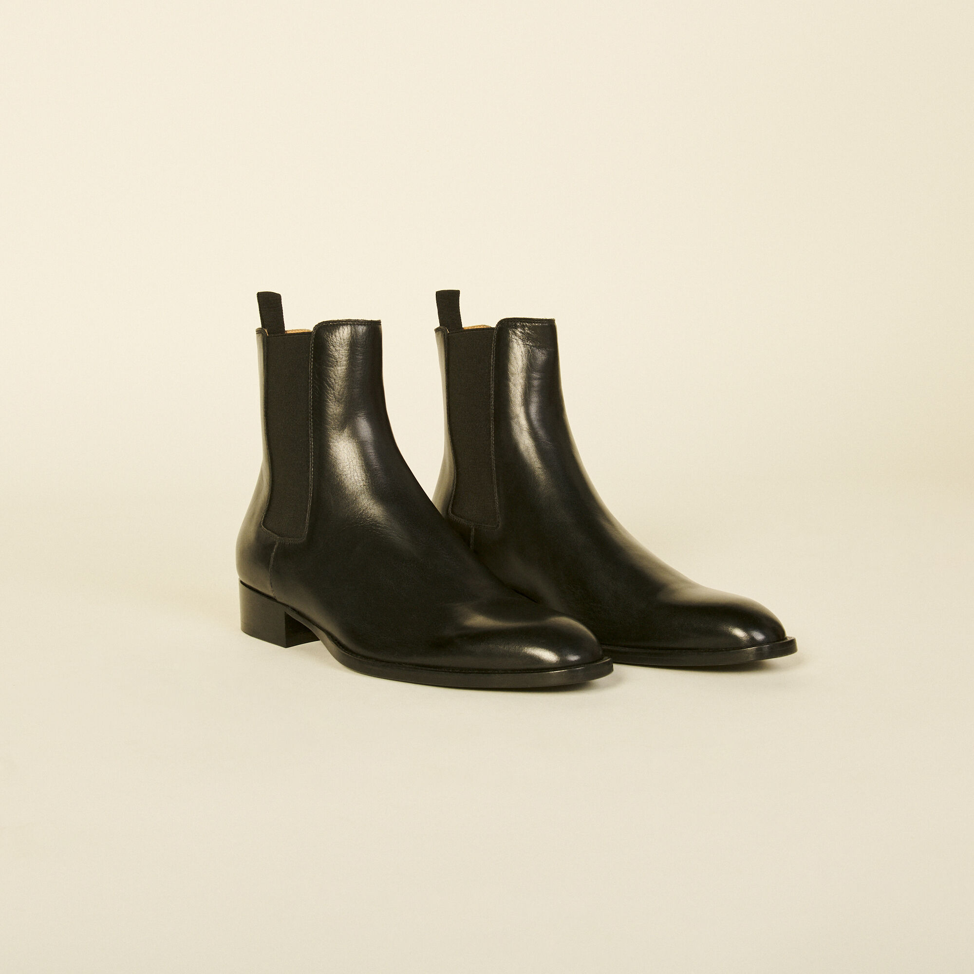 Smooth leather Chelsea boots black gray for Men Sandro Paris
