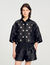 Denim shirt with rhinestones