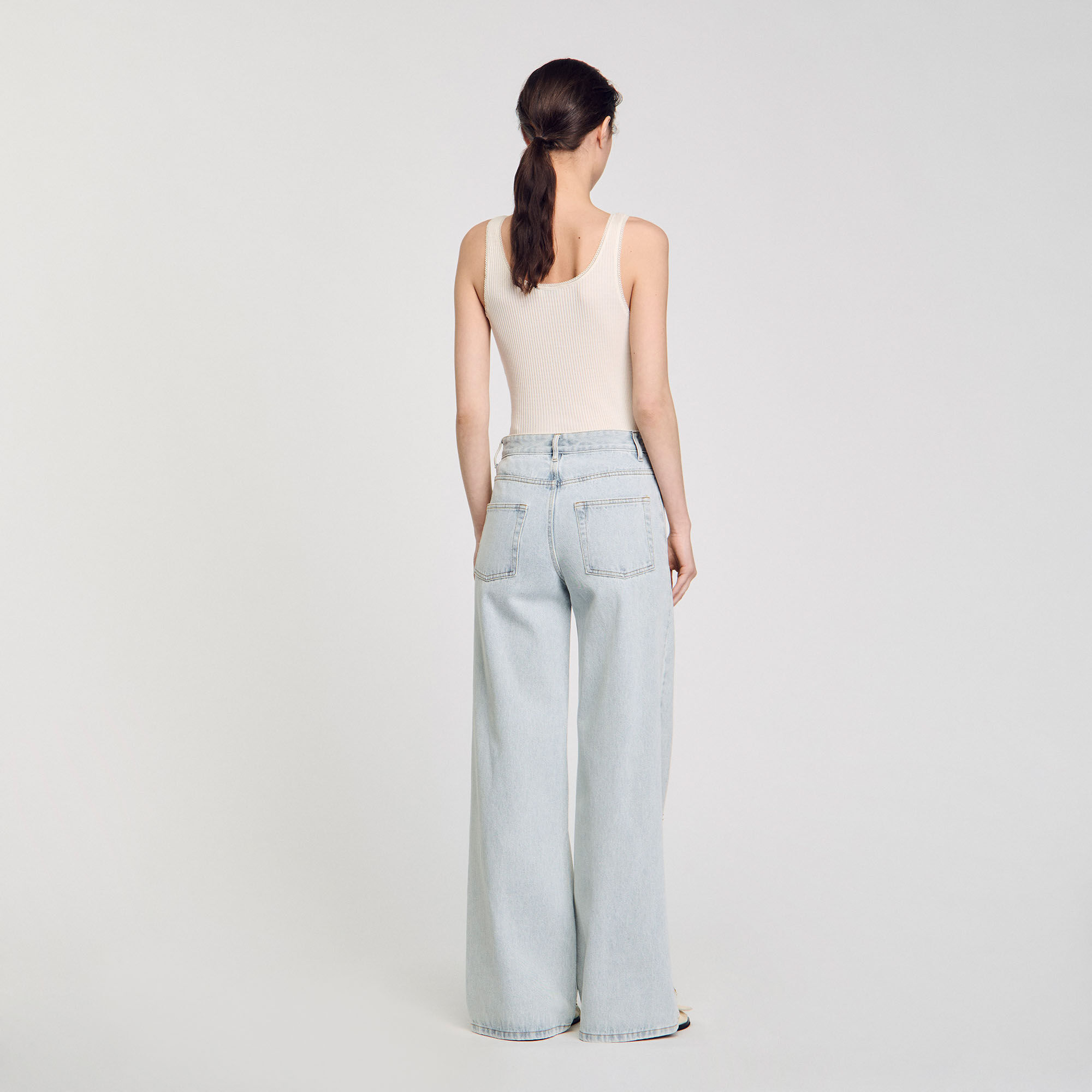 Jeans with rhinestone stripes