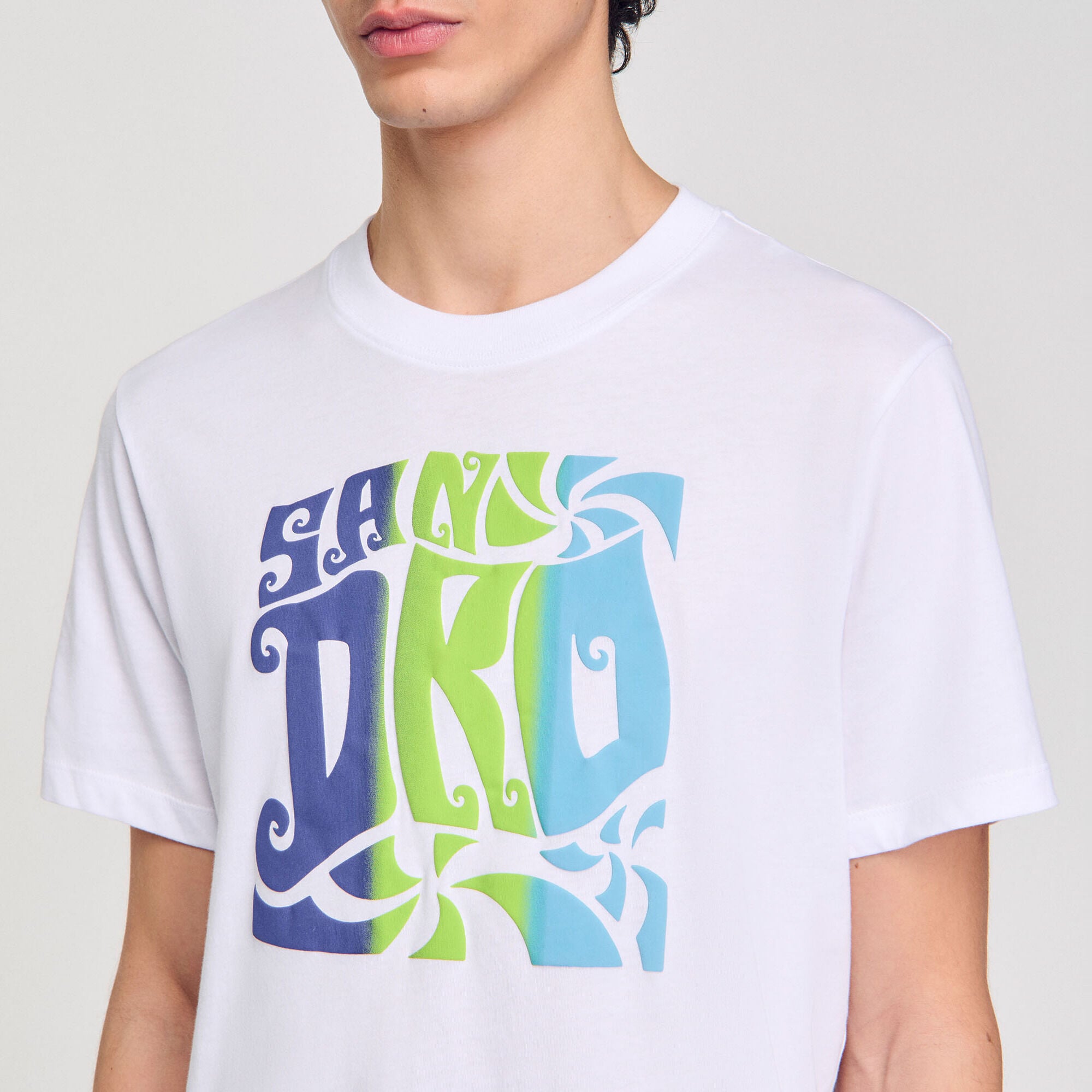 Wave print cotton T-shirt - Men | Sandro