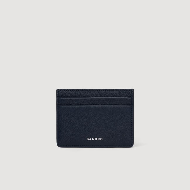 Grained leather card holder