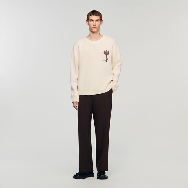 Wool jumper with flower detail