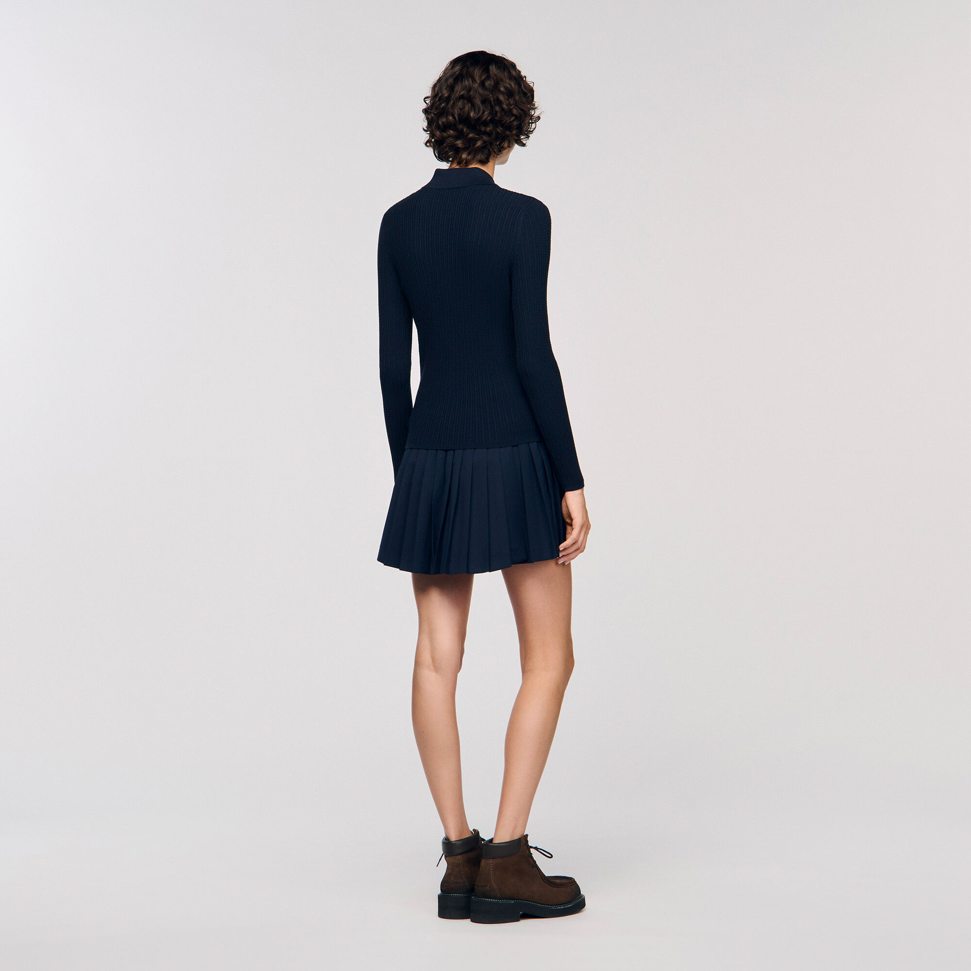 Cable knit polo jumper