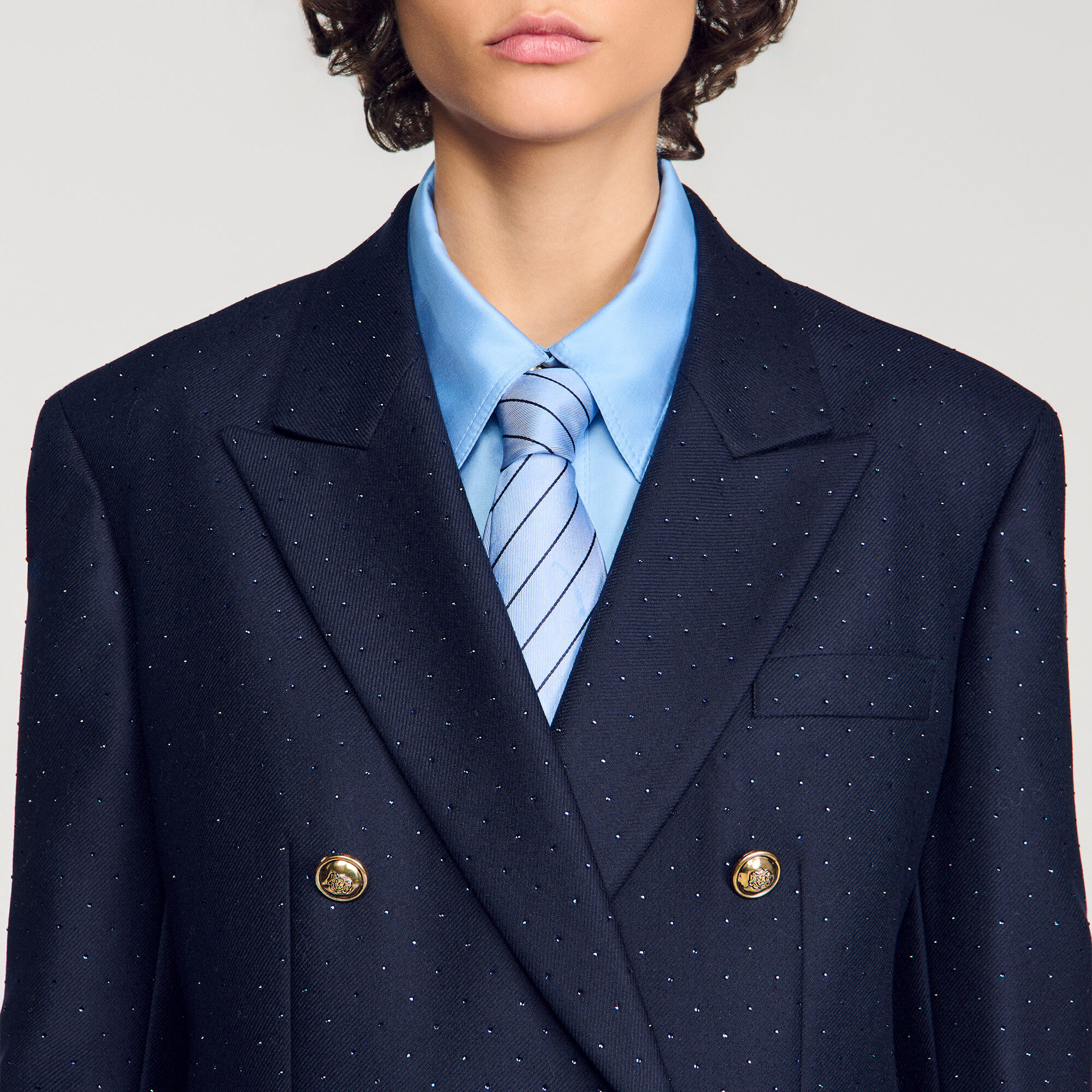 Rhinestone wool suit jacket - Women | Sandro