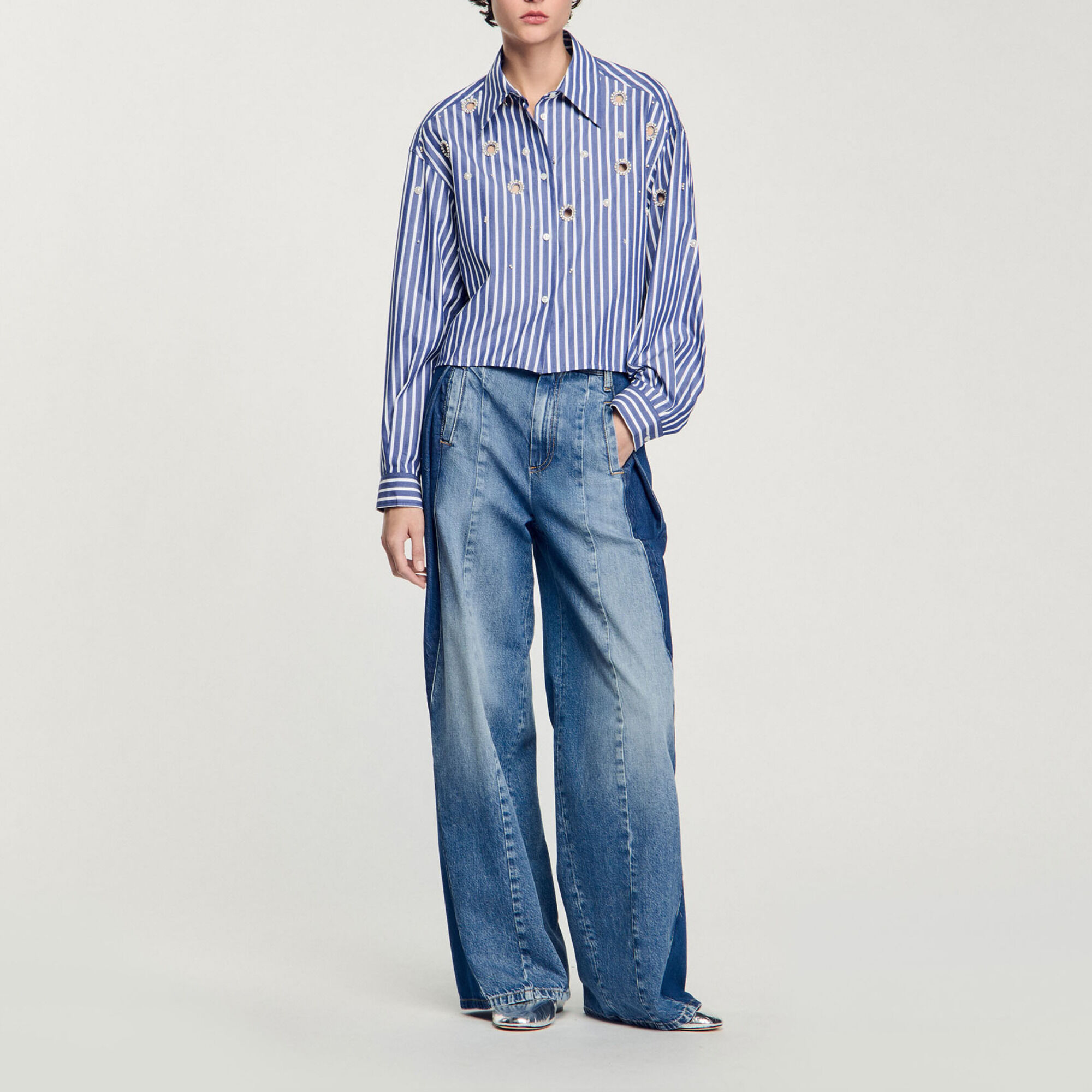 Beaded striped shirt - Women | Sandro