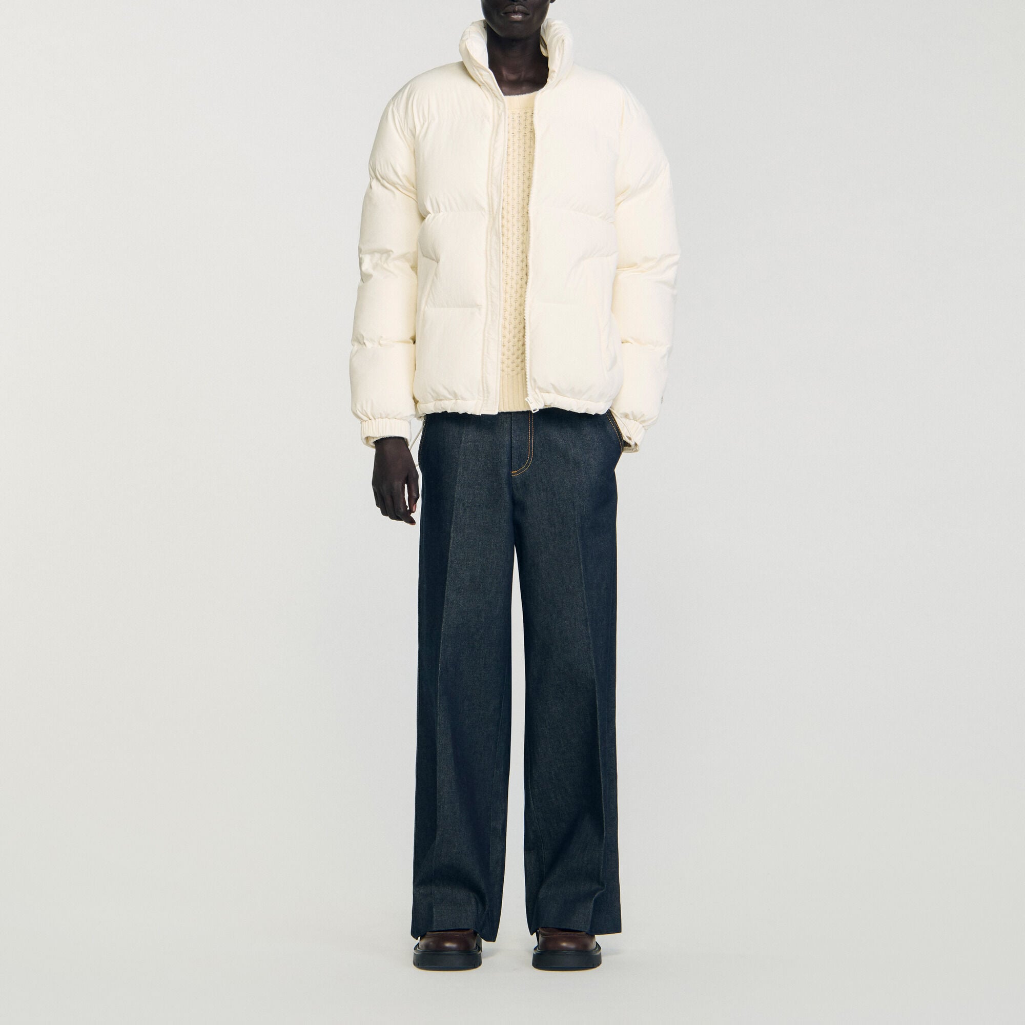 Hooded puffer with high collar - Men | Sandro