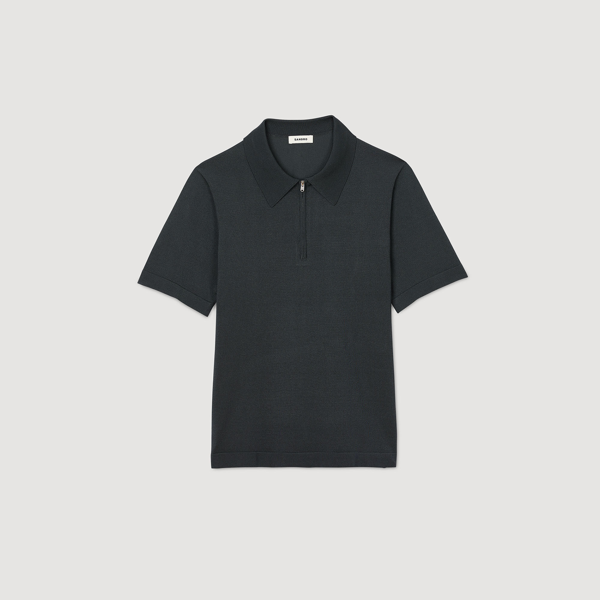 Knitted polo shirt with zip collar