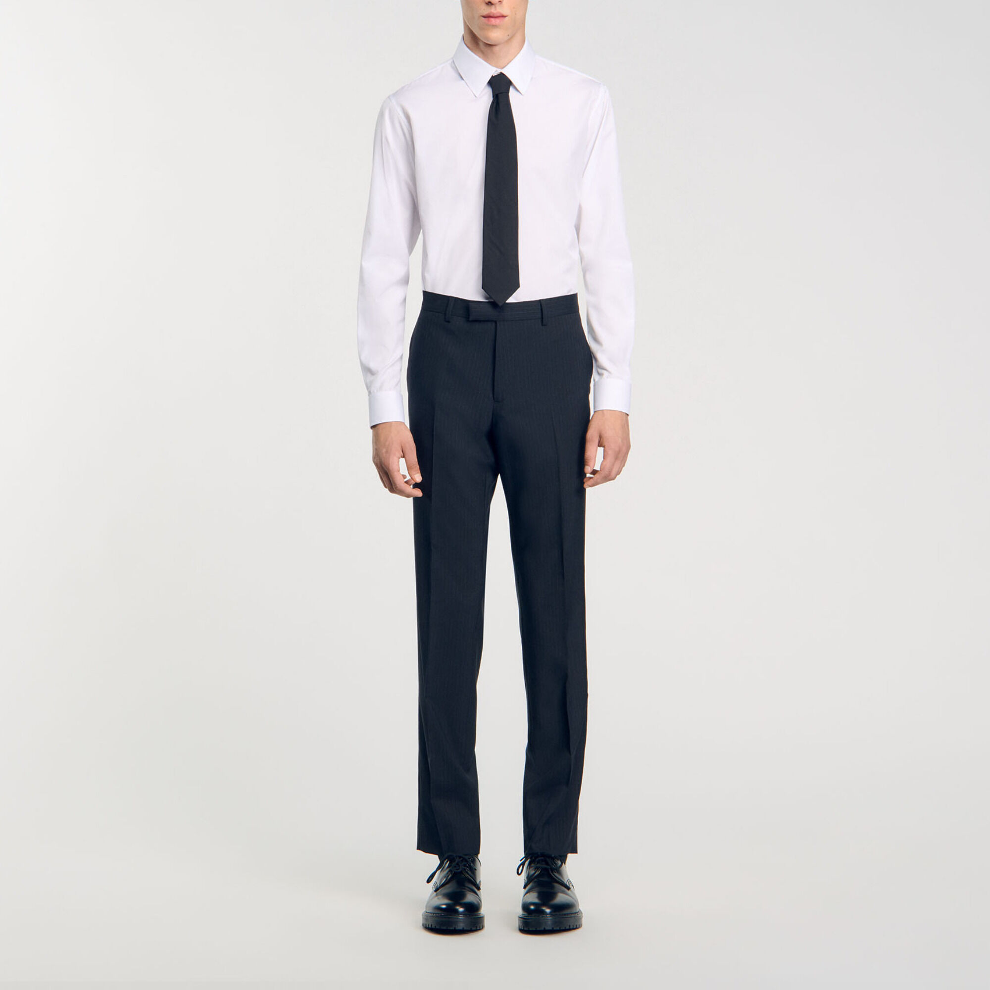 Chalk-striped suit trousers