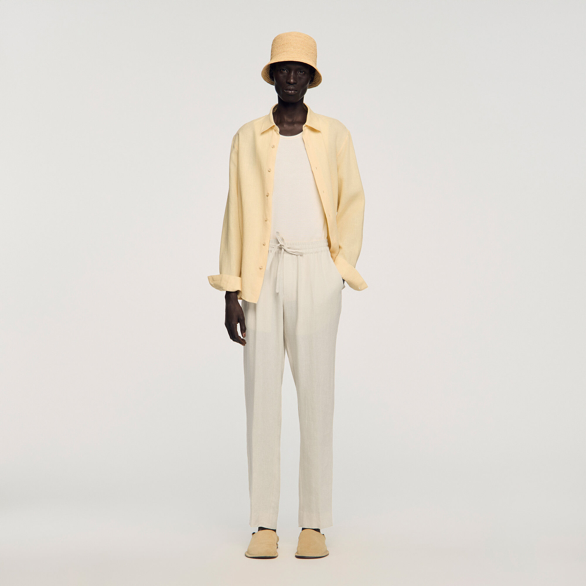 Elasticated linen trousers