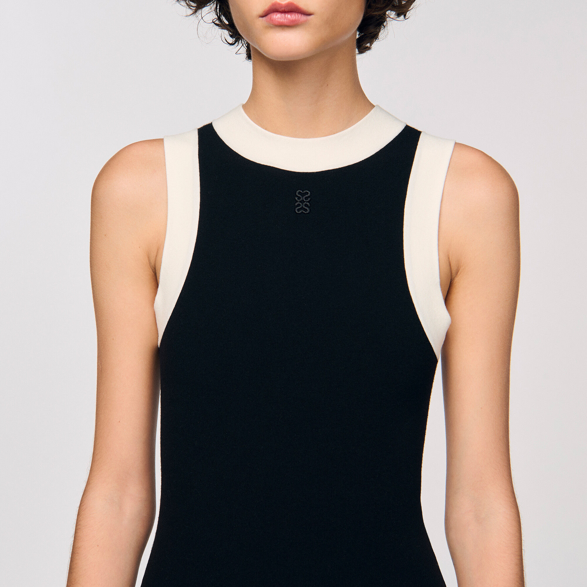 Two-tone knit bodysuit