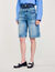 Double-waisted denim Bermuda shorts