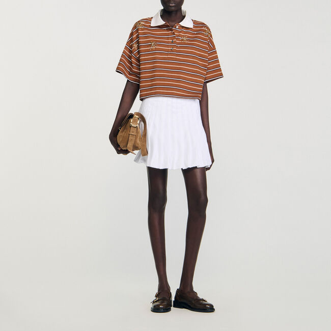 Striped rhinestone T-shirt - Women | Sandro