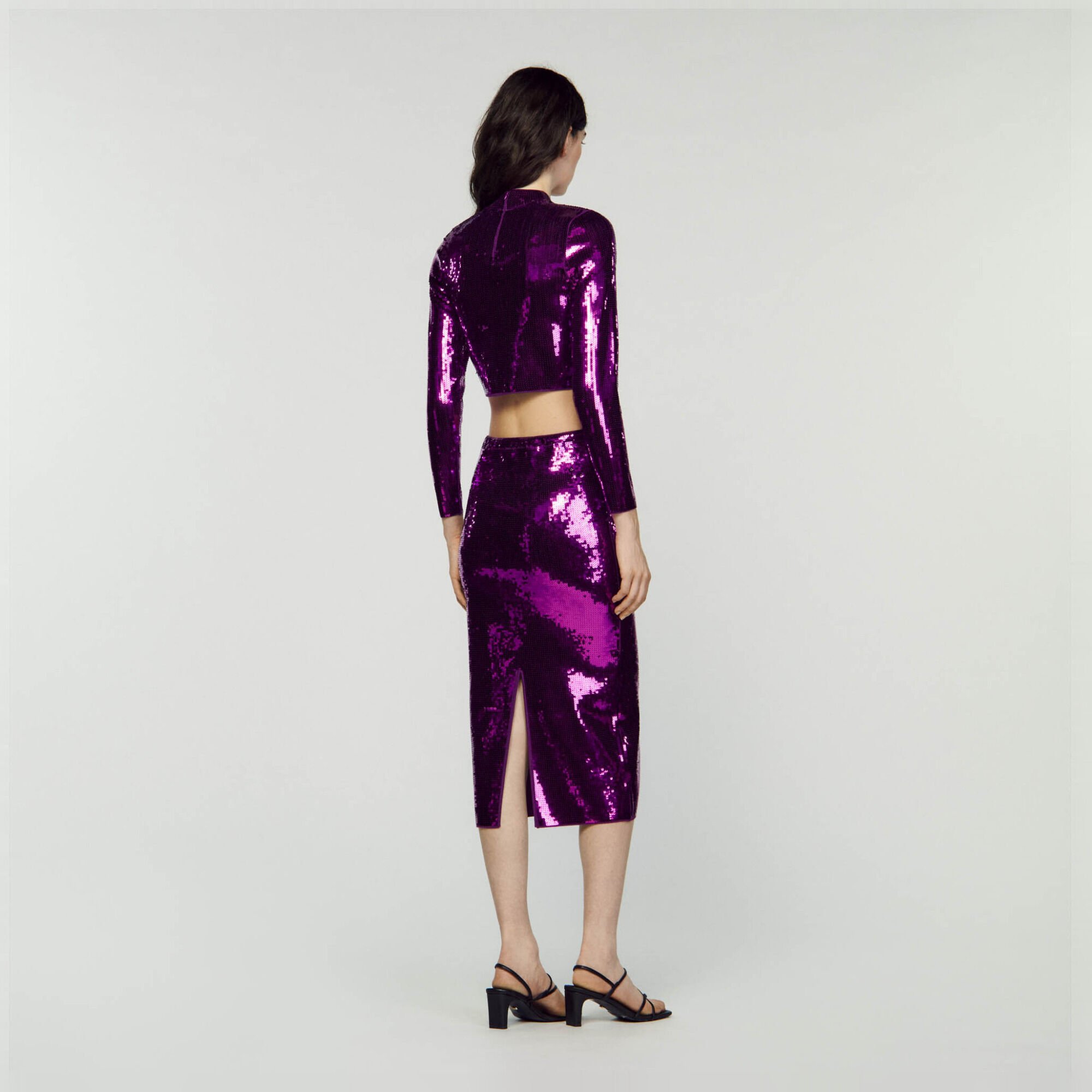 Cropped knit jumper with sequins