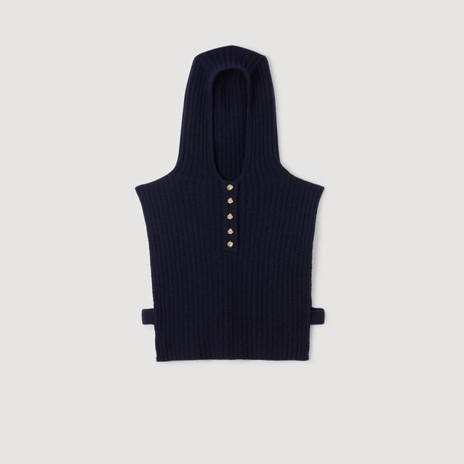 Wool hooded sweater collar