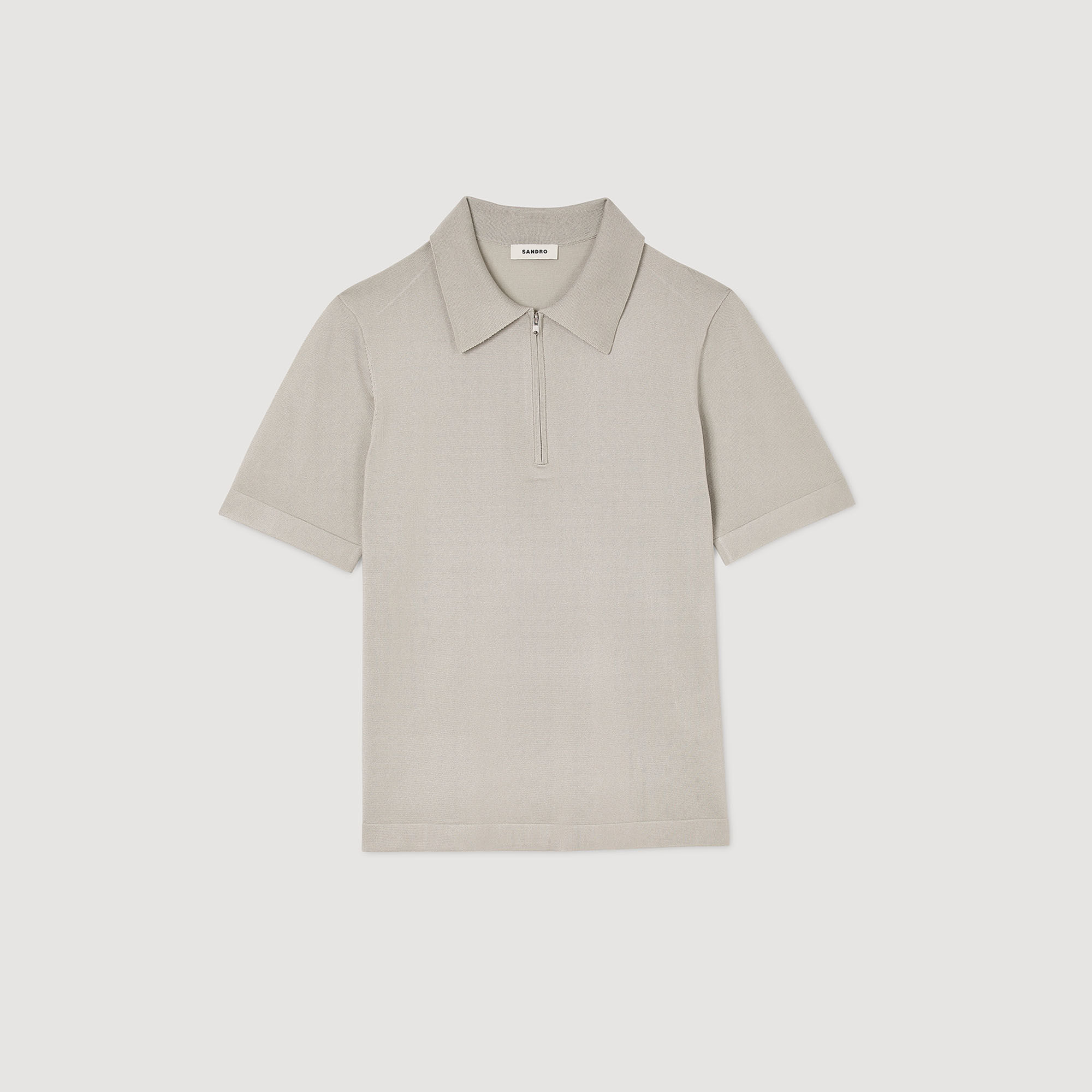 Knitted polo shirt with zip collar