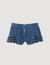 Ruffled denim shorts
