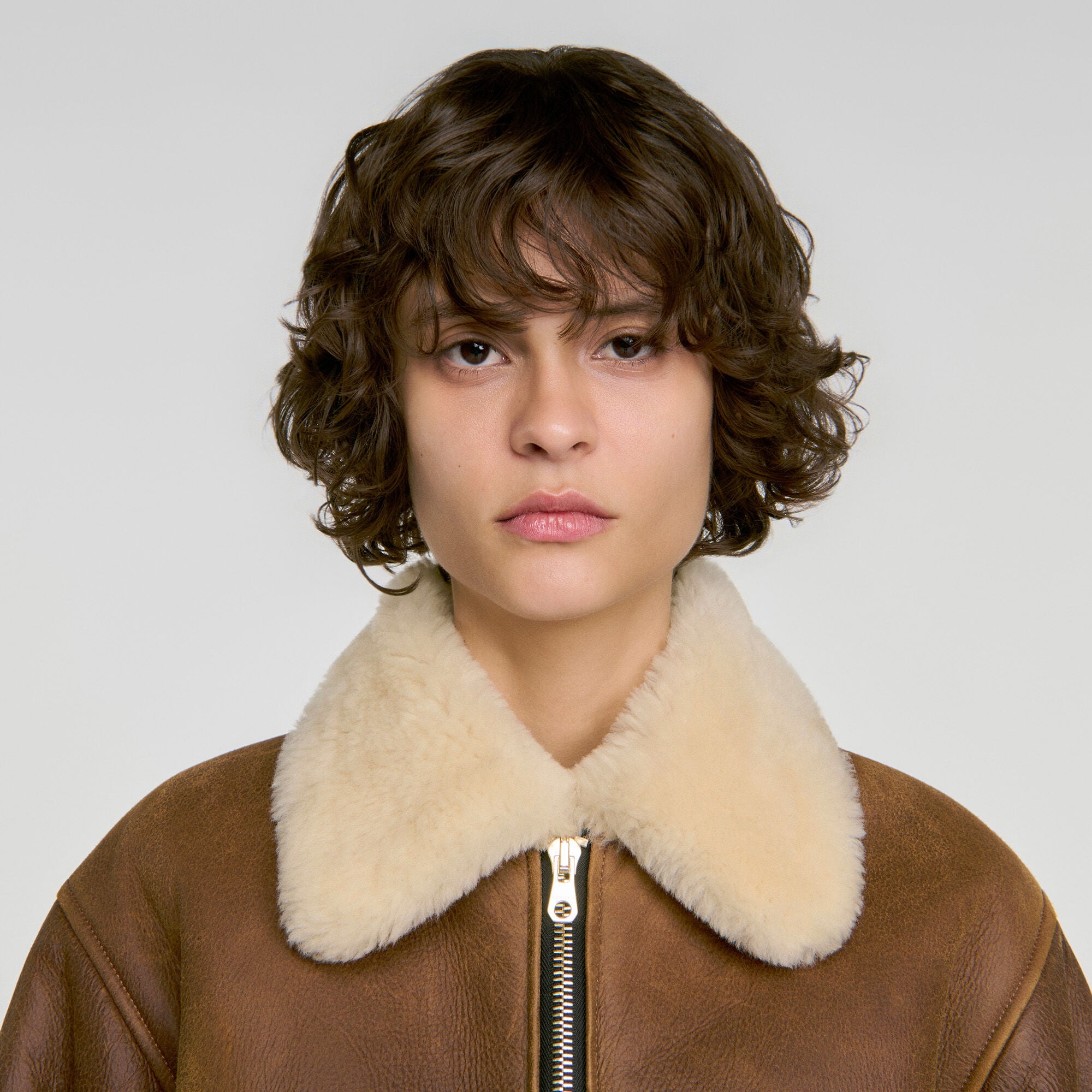 Zipped shearling jacket