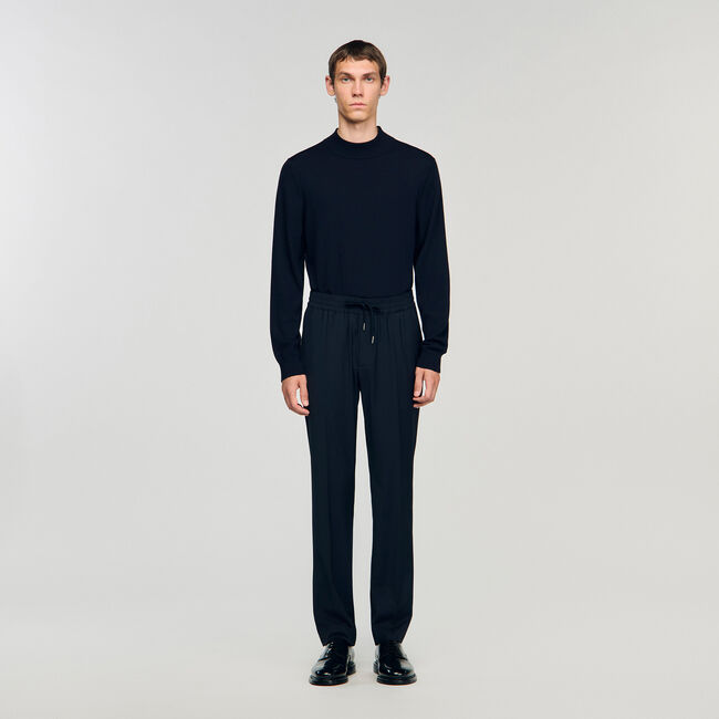Elasticated straight-leg trousers