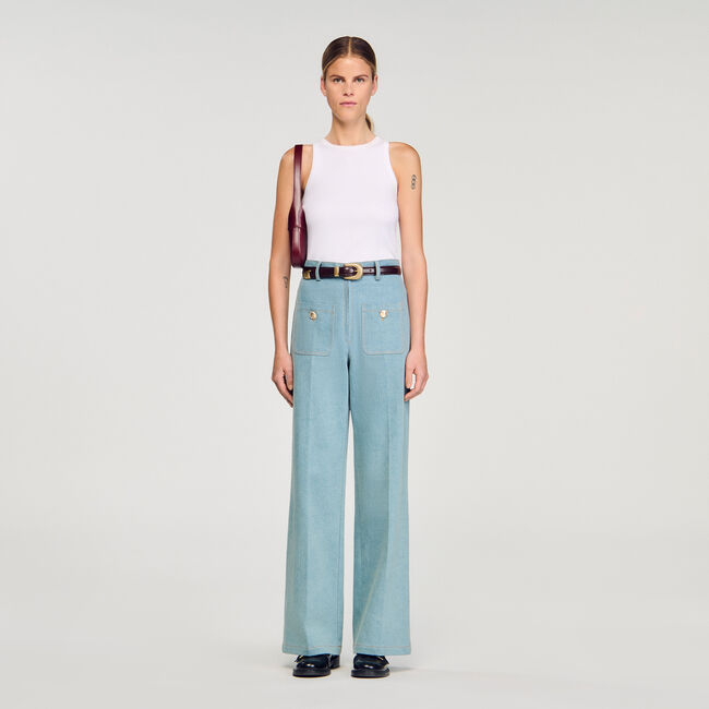 Faded high-rise wide-leg jeans
