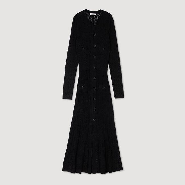 Velvet-effect knit maxi dress