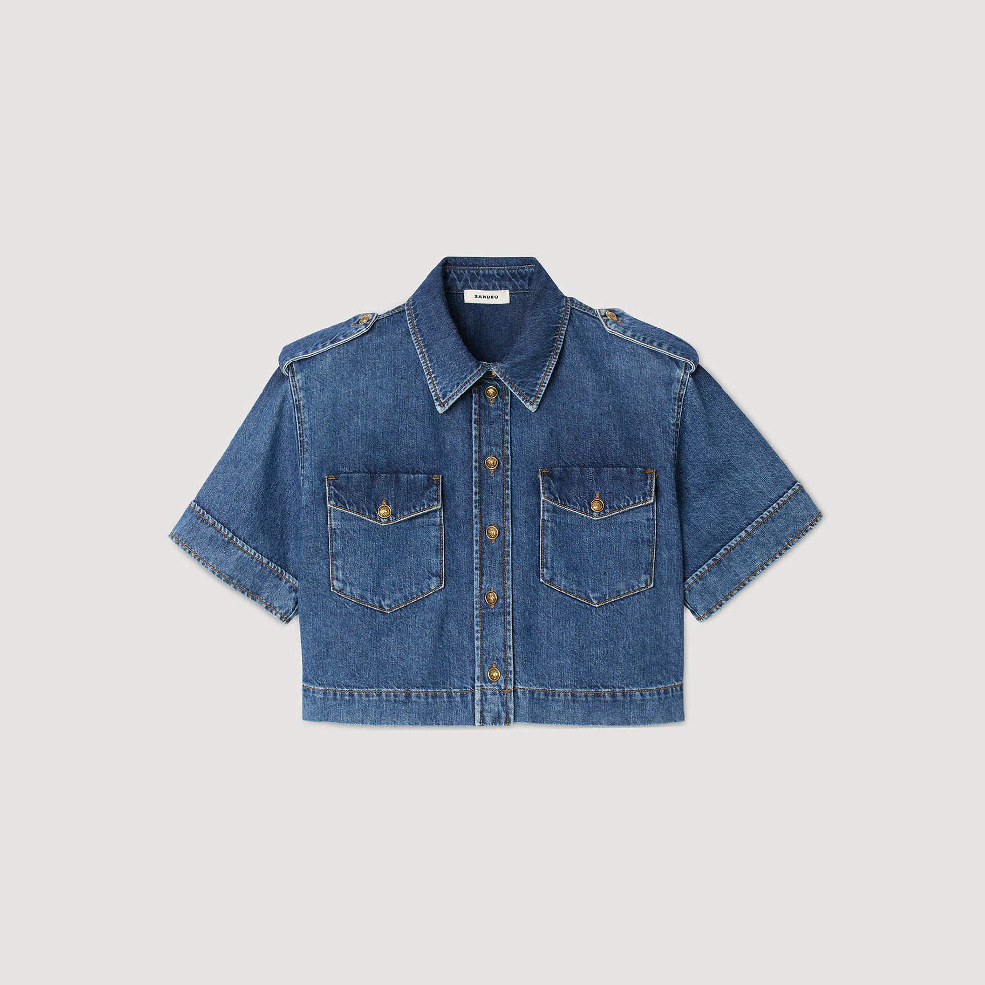 Cropped denim shirt