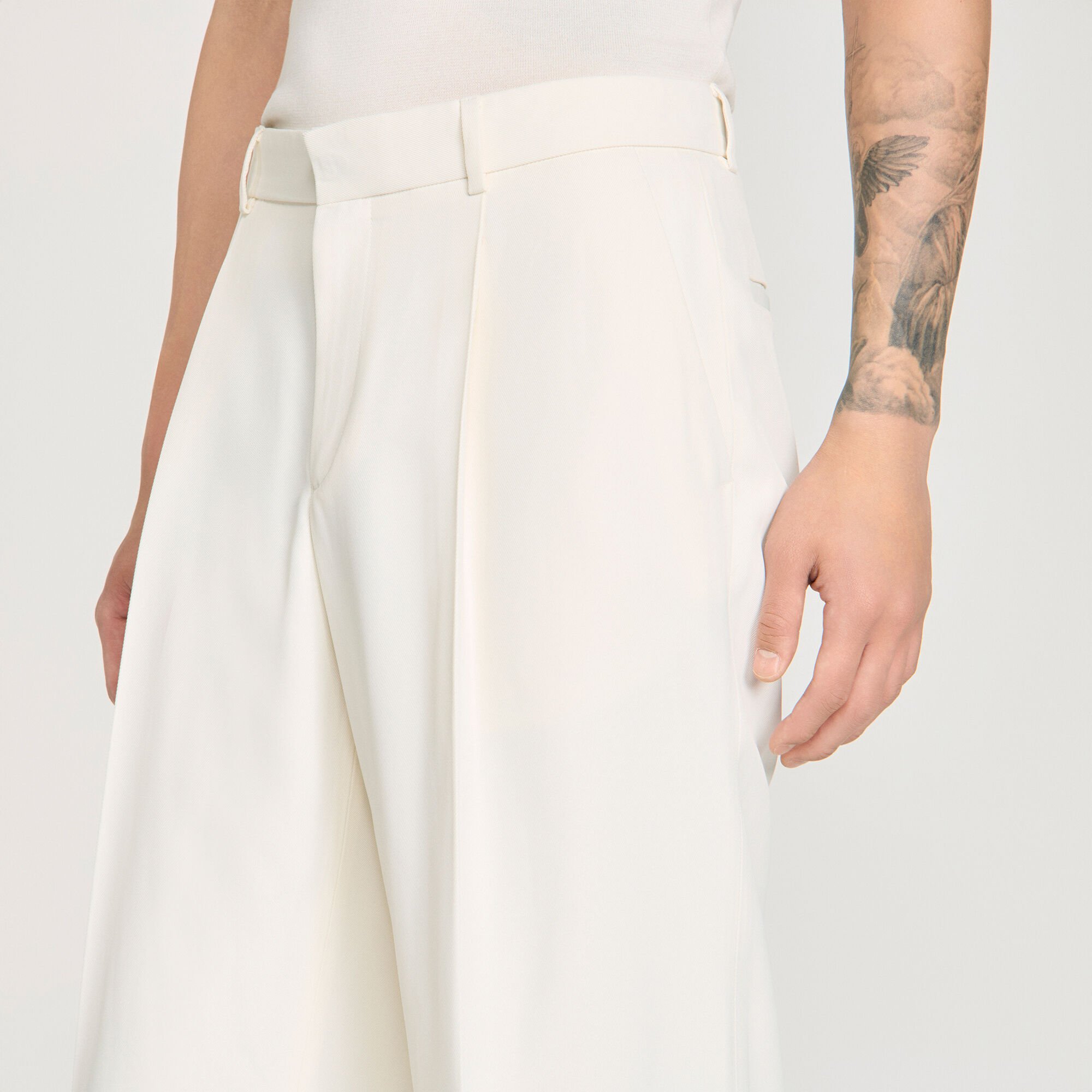 Wide-leg fluid viscose trousers