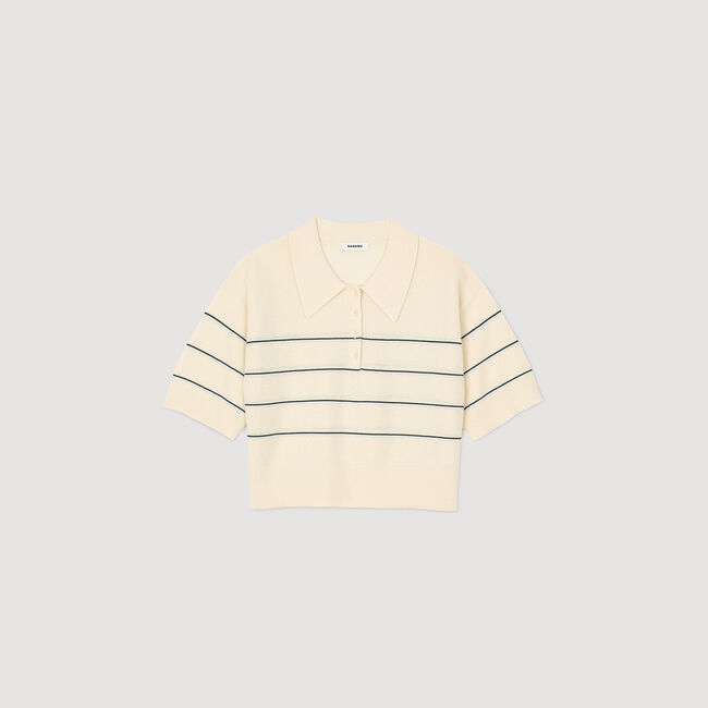Cropped striped knitted jumper
