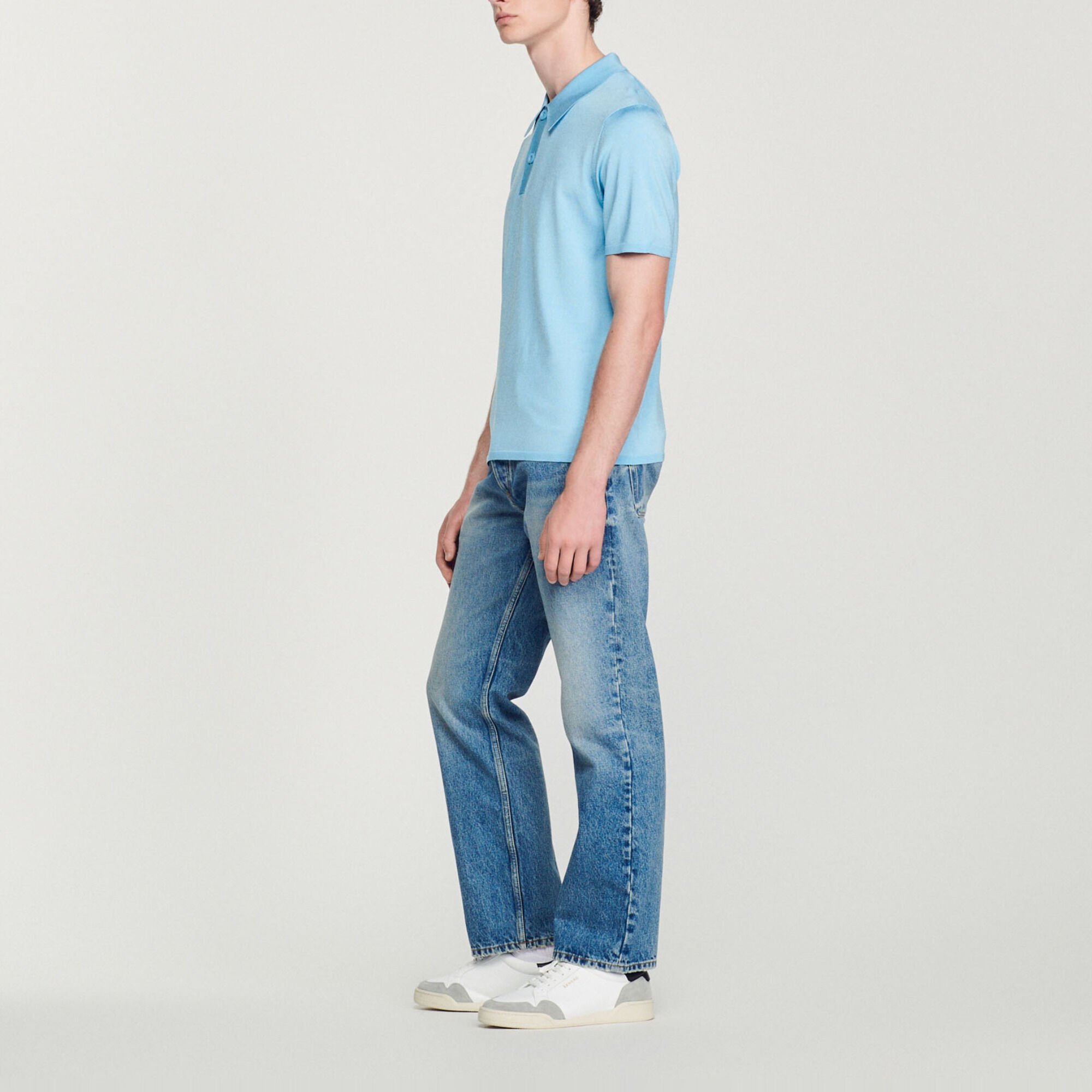 Short-sleeve knitted polo shirt