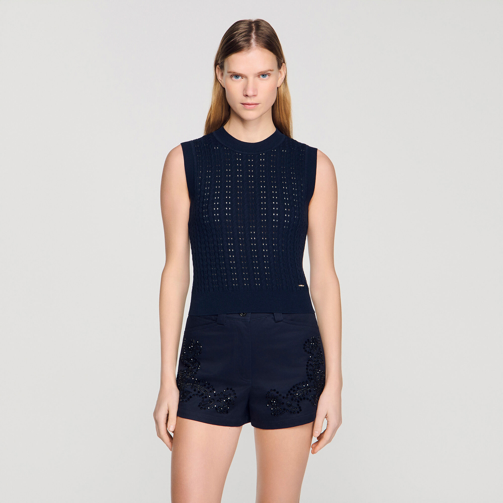 Textured cropped knit jumper