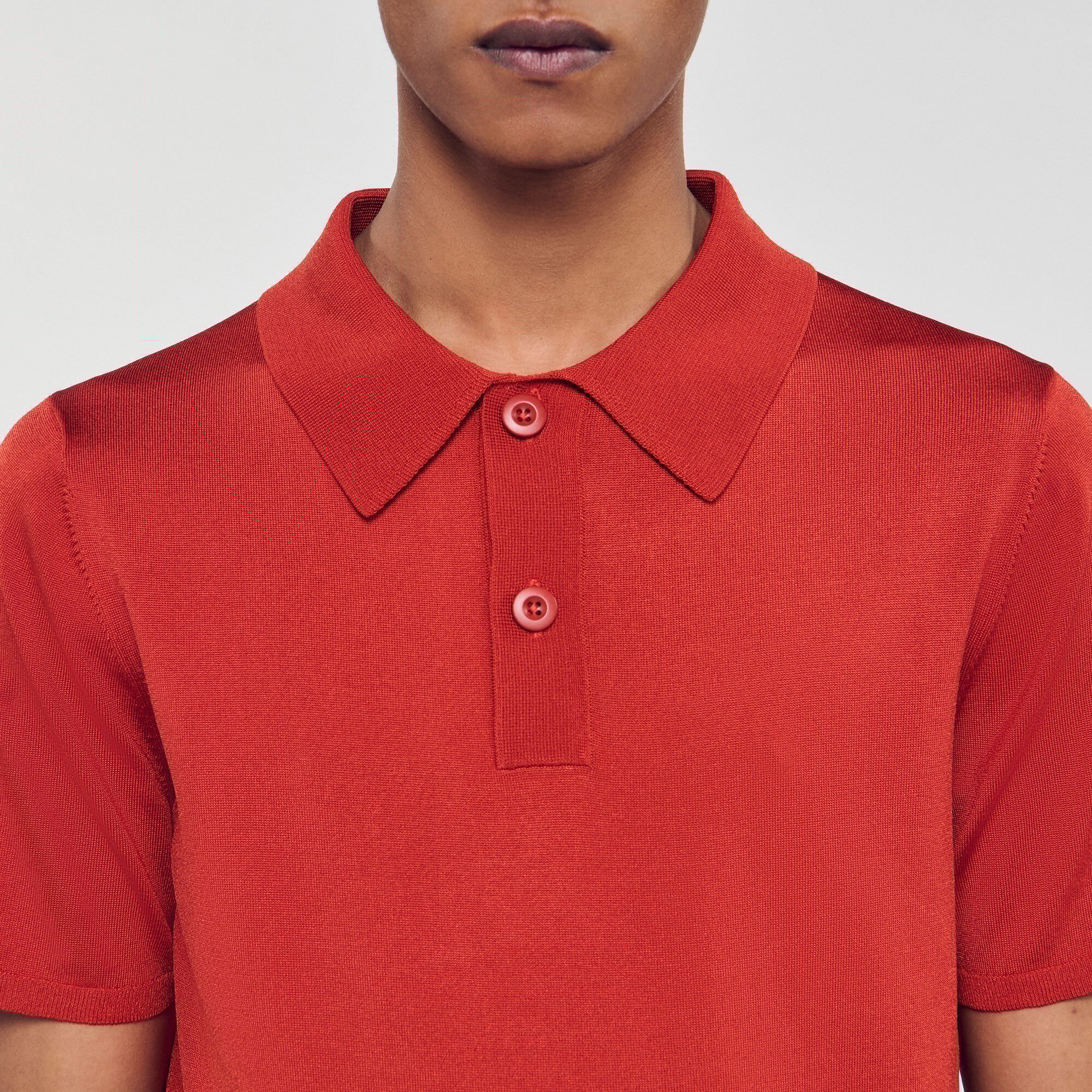Short-sleeve knitted polo shirt
