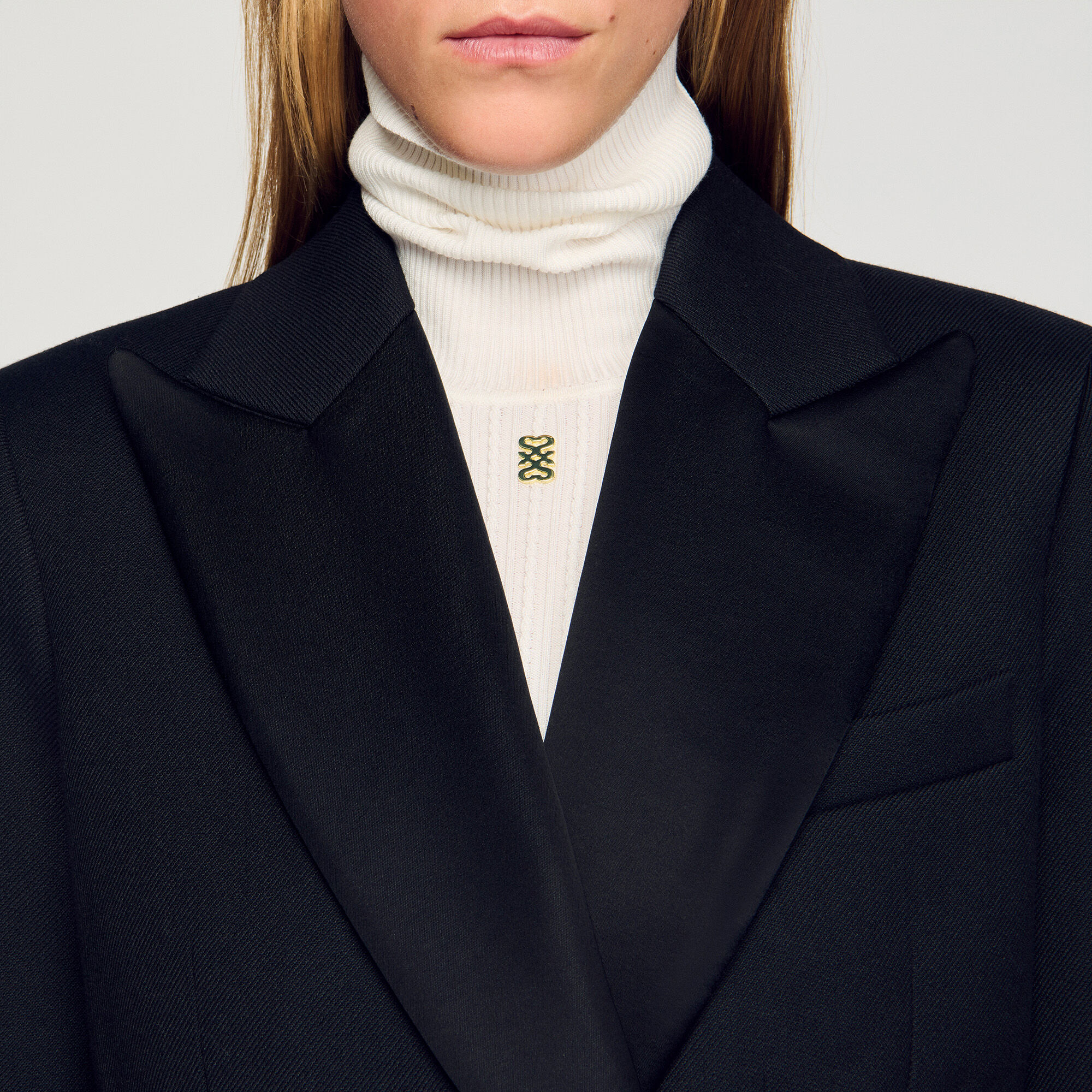 Long coat with satin lapels