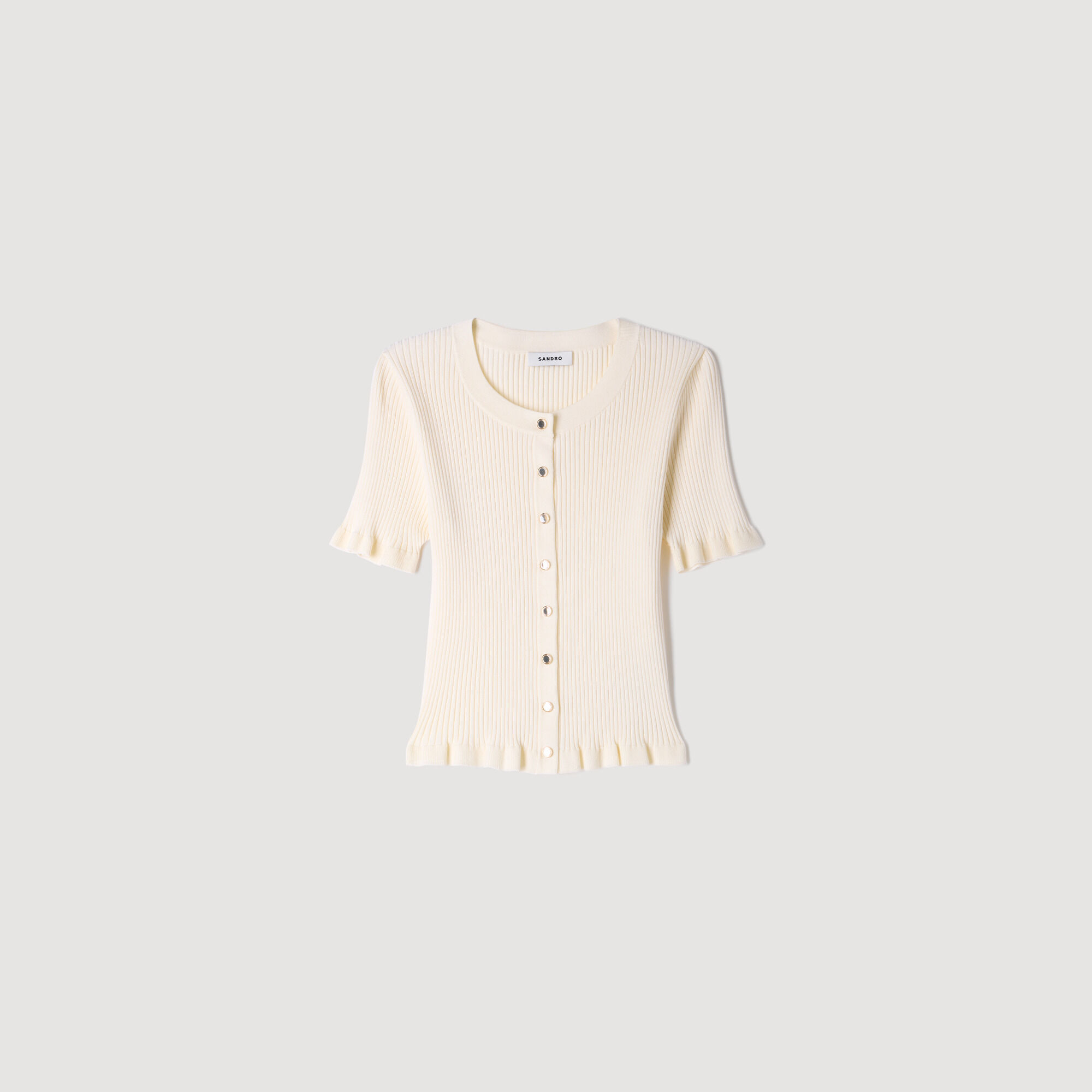 Ruffled rib knit cardigan
