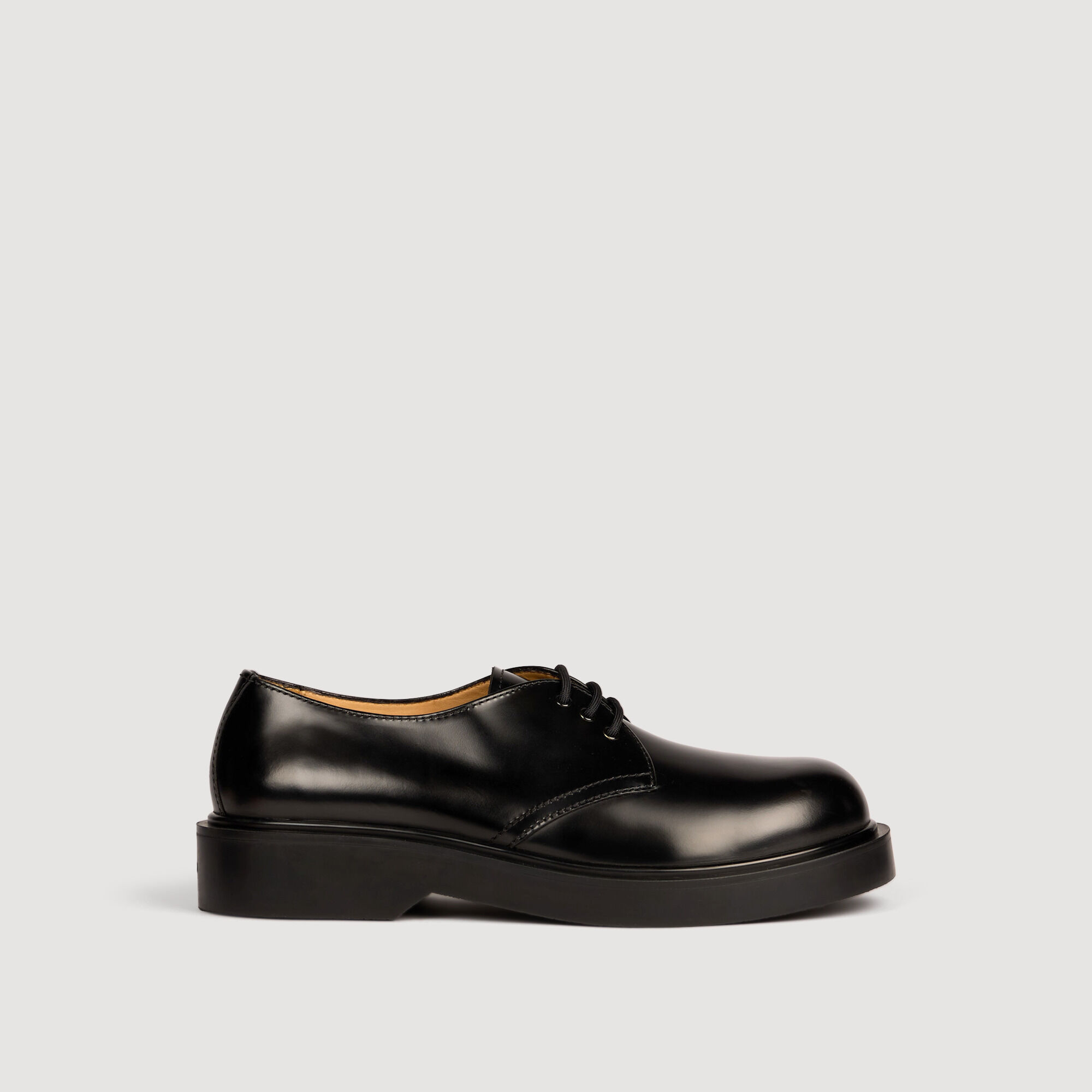Patent leather derbies