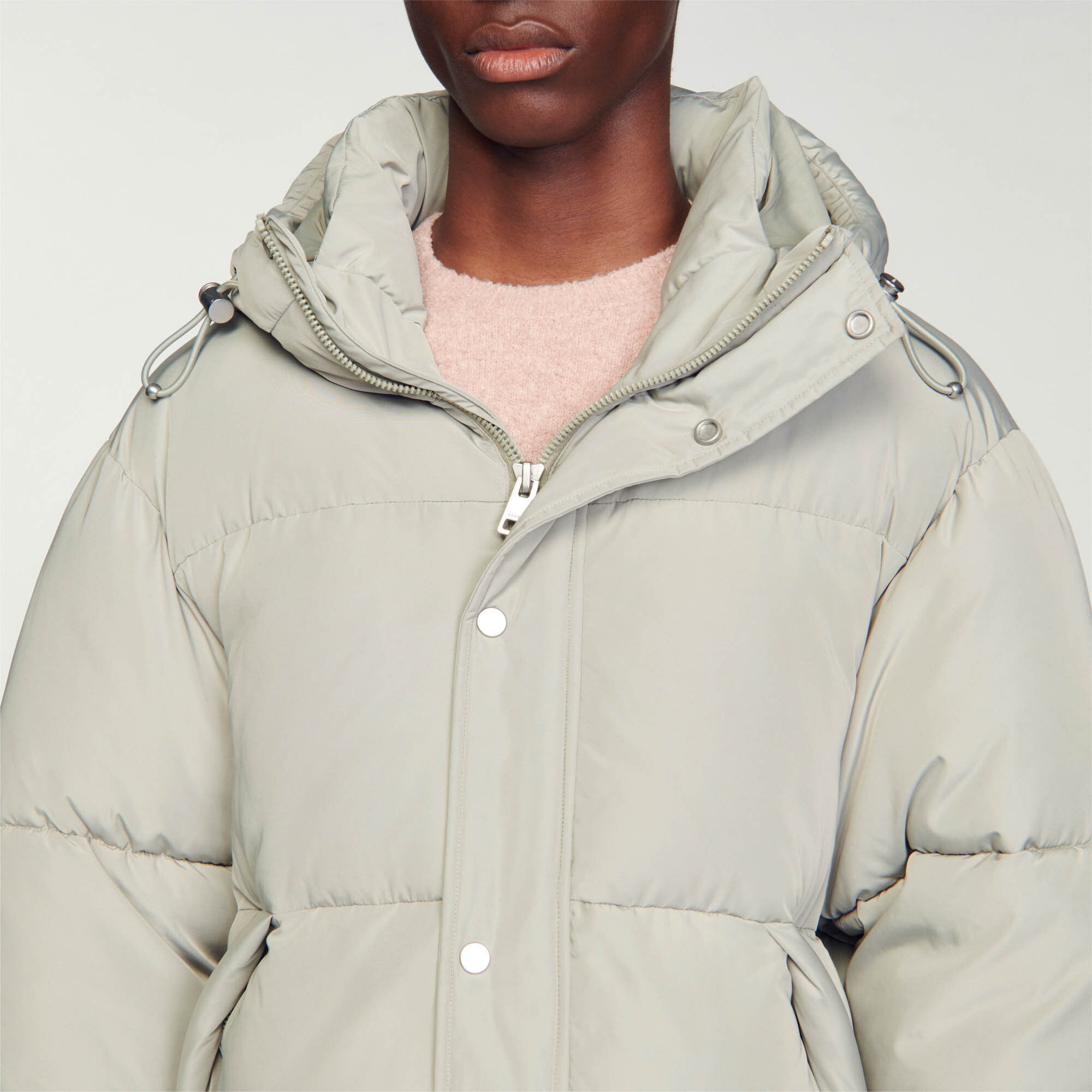 3/4-length hooded puffer jacket