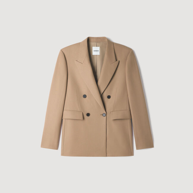 Double-breasted wool suit jacket