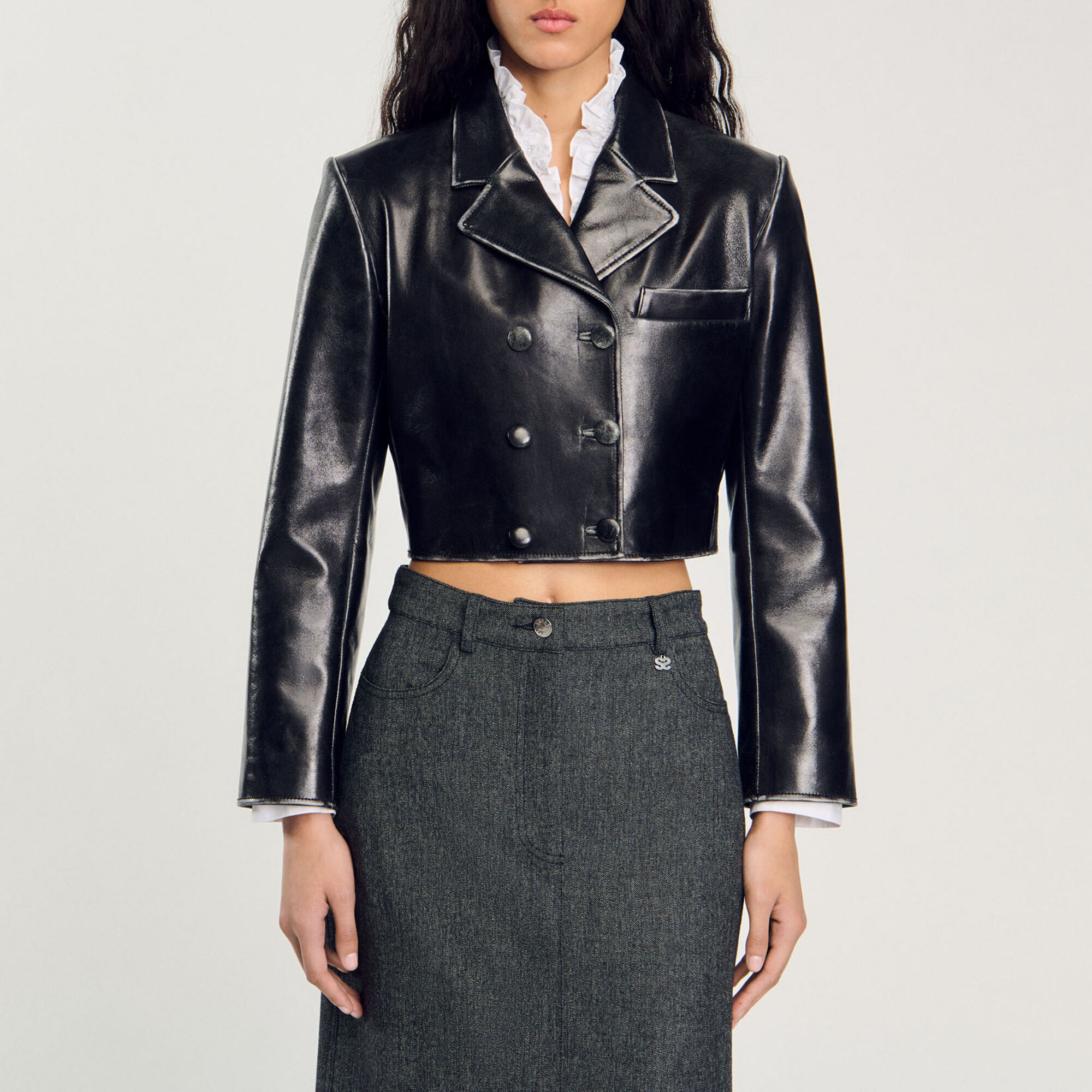 Cropped leather jacket